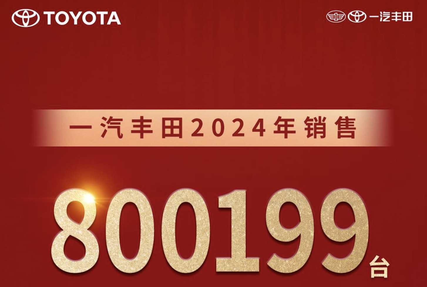 一汽丰田一季度销售新车172461台的辉煌业绩